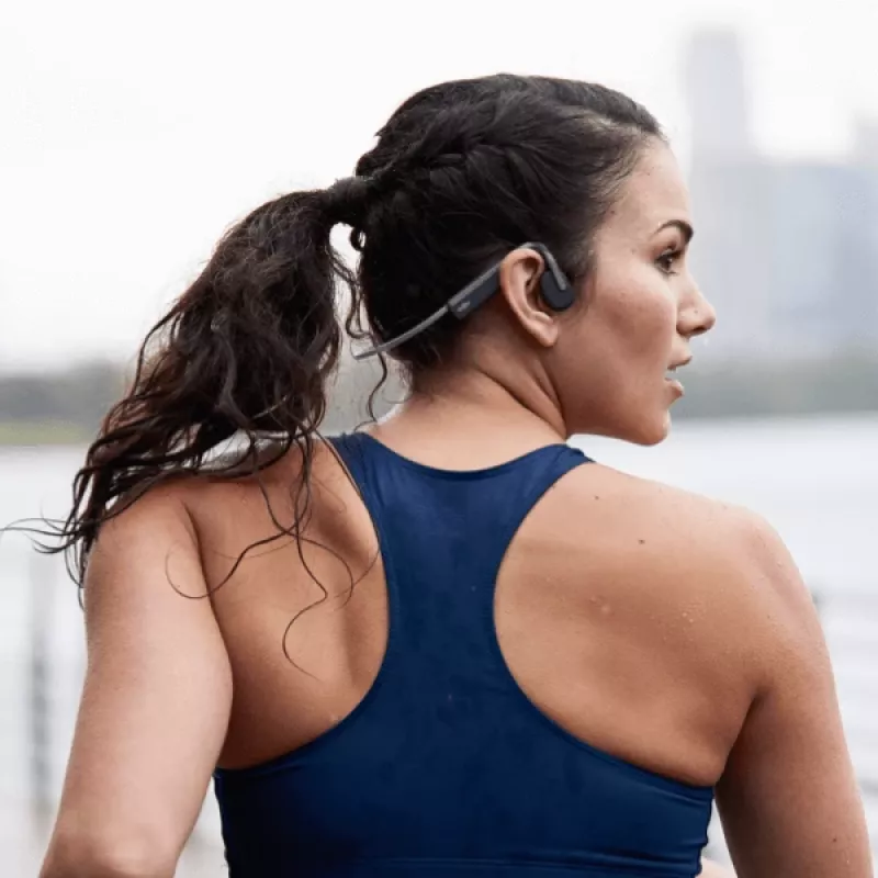 SHOKZ OpenMove belaidės ausinės kaklo juosta sportui Bluetooth pilka