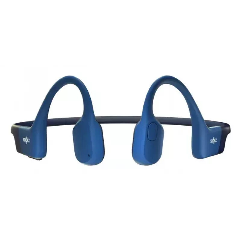 Belaidės sportinės ausinės su kaklo juosta Shokz OpenRun – kaulinis laidumas, Bluetooth, 20–20000 Hz, 33 m, mėlyna
