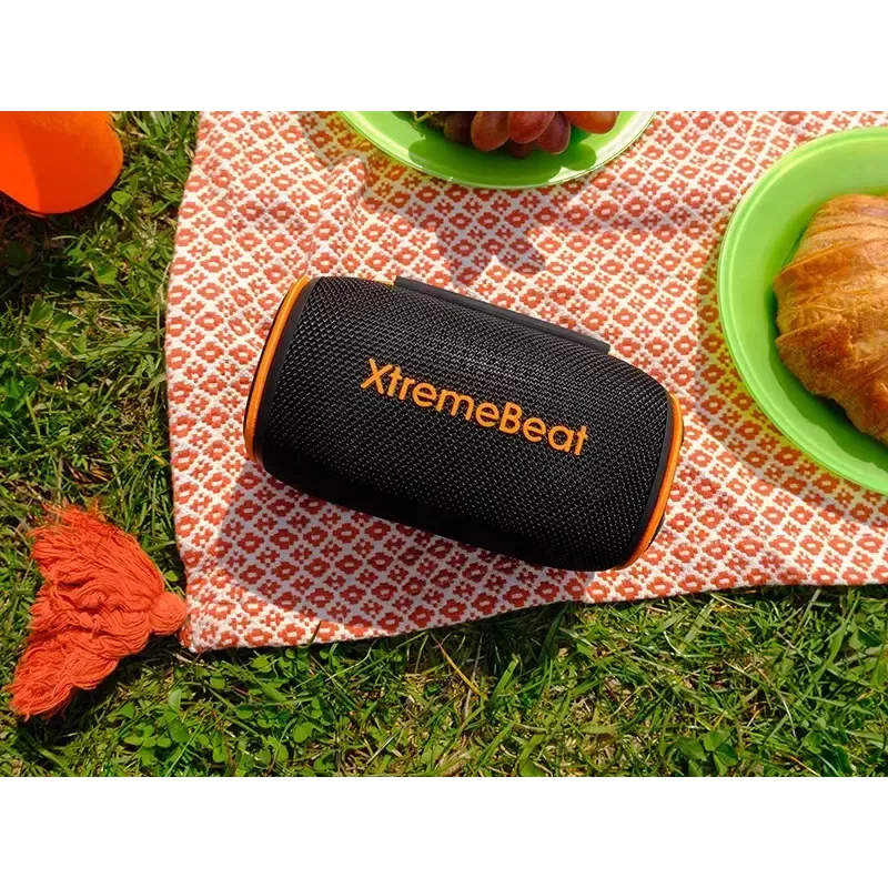 Nešiojamas stereo garsiakalbis TRACER XtremeBeat TWS — 15 W, IPX6, Bluetooth 5.3, 6 h, AUX/USB, mikrofonas