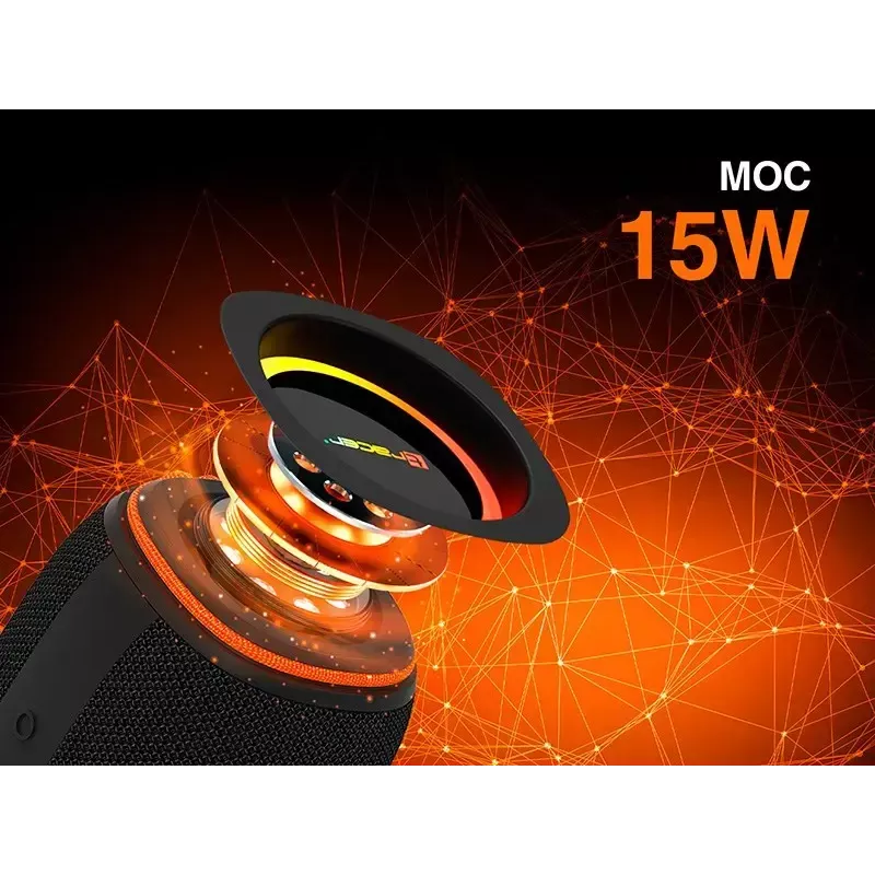 Nešiojamas stereo garsiakalbis TRACER XtremeBeat TWS — 15 W, IPX6, Bluetooth 5.3, 6 h, AUX/USB, mikrofonas