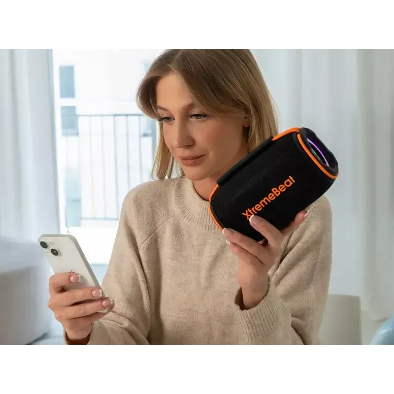 Nešiojamas stereo garsiakalbis TRACER XtremeBeat TWS — 15 W, IPX6, Bluetooth 5.3, 6 h, AUX/USB, mikrofonas