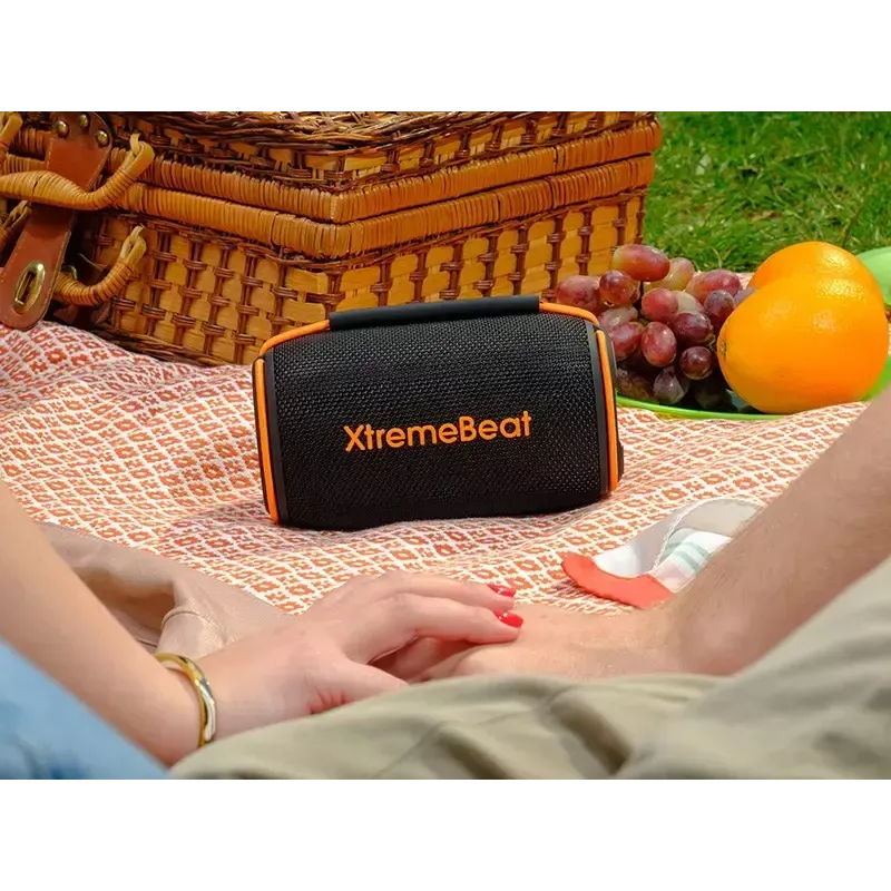 Nešiojamas stereo garsiakalbis TRACER XtremeBeat TWS — 15 W, IPX6, Bluetooth 5.3, 6 h, AUX/USB, mikrofonas