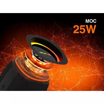 Nešiojamas stereo garsiakalbis TRACER XtraVox XL TWS BT RGB — 25W RMS, IPX6, Bluetooth 5.3, AUX, USB-A