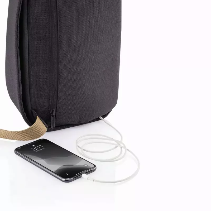 Antivagis kuprinė XDDESIGN Bobby Sling – juoda, vandeniui atspari, RFID kišenės, planšetinio kompiuterio skyrius, 4 L, 530 g
