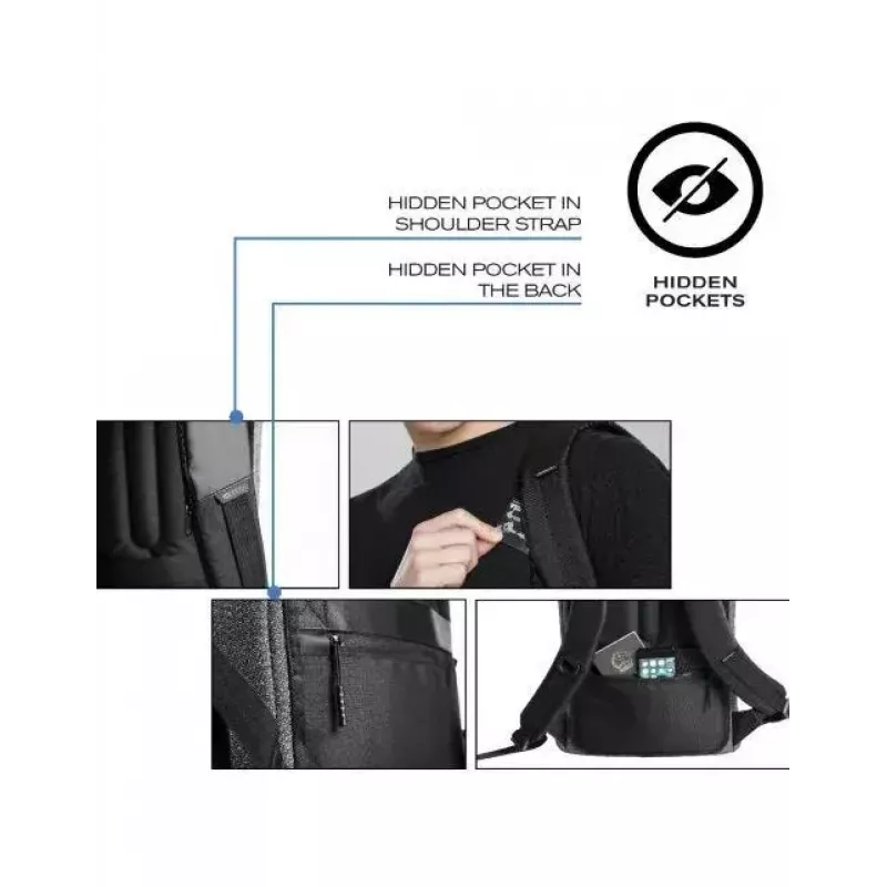 Kasdienė kuprinė XDDESIGN Urban Grey Fabric – 27 L, vandeniui atspari, 15,6 col. nešiojamojo kompiuterio skyrius, TSA spyna