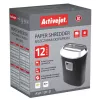 Popieriaus smulkintuvas ActiveJet ASH-1201D, juostinis pjovimas 5×38 mm, 22 cm įvadas, 12 lapų talpa, 25 L krepšelis, P-3, juodas