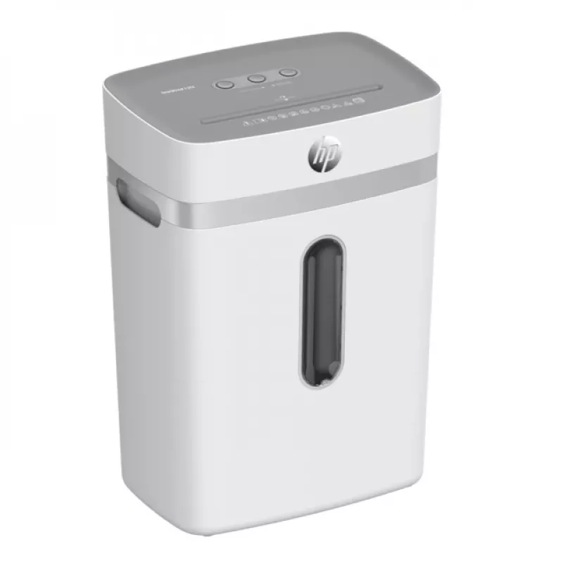 Popieriaus smulkintuvas HP OneShred 12CC, kryžminis pjovimas, P-4, 12 lapų, 22 cm plotis, 23 L krepšelis, 4×35 mm, 65 dB, Baltas