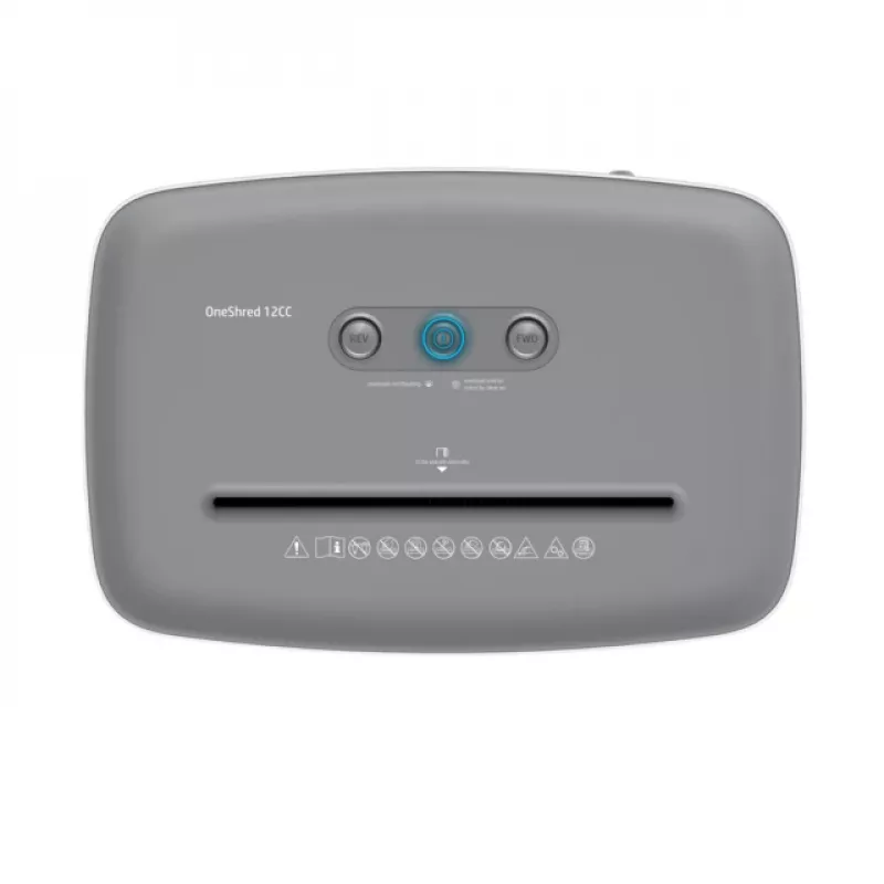 Popieriaus smulkintuvas HP OneShred 12CC, kryžminis pjovimas, P-4, 12 lapų, 22 cm plotis, 23 L krepšelis, 4×35 mm, 65 dB, Baltas