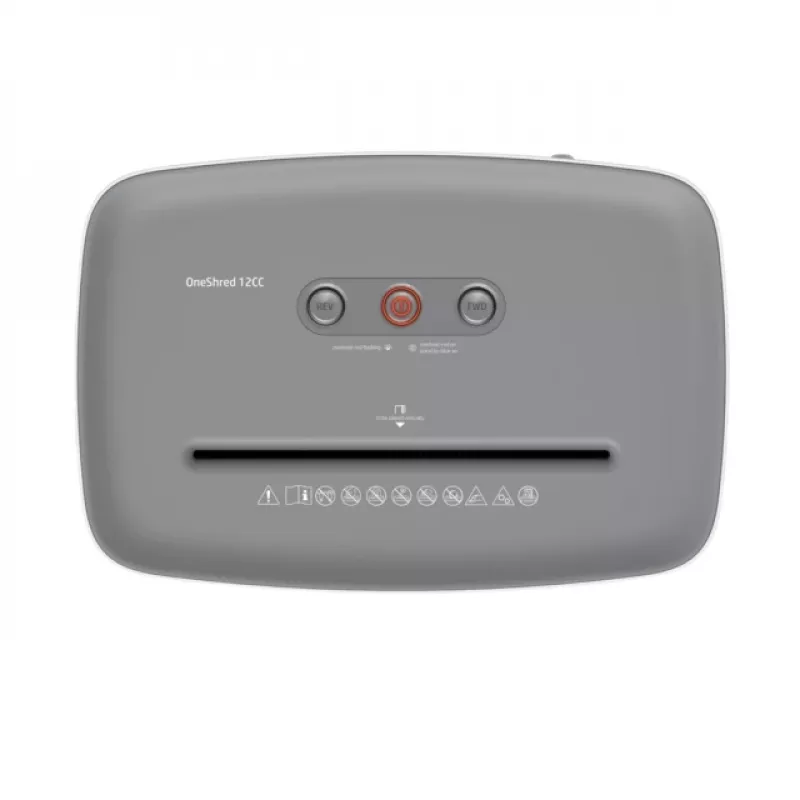 Popieriaus smulkintuvas HP OneShred 12CC, kryžminis pjovimas, P-4, 12 lapų, 22 cm plotis, 23 L krepšelis, 4×35 mm, 65 dB, Baltas
