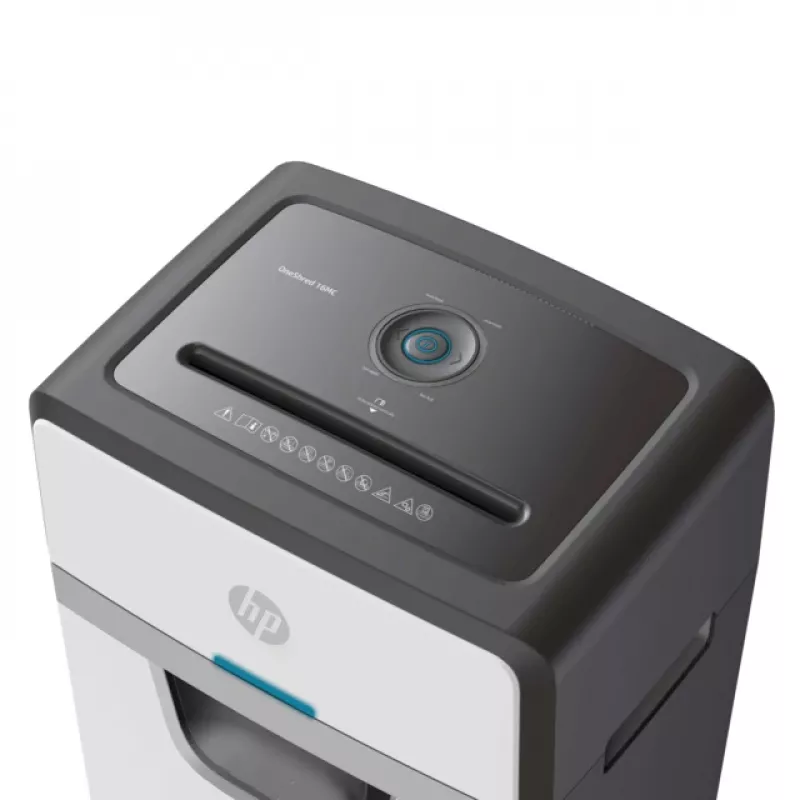 HP OneShred 16MC (HP 2808) mikro pjūvio popieriaus smulkintuvas, 65 dB, 22 cm, baltas, juodas