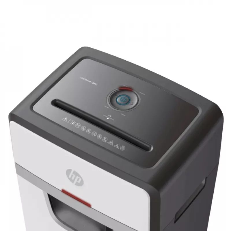 HP OneShred 16MC (HP 2808) mikro pjūvio popieriaus smulkintuvas, 65 dB, 22 cm, baltas, juodas