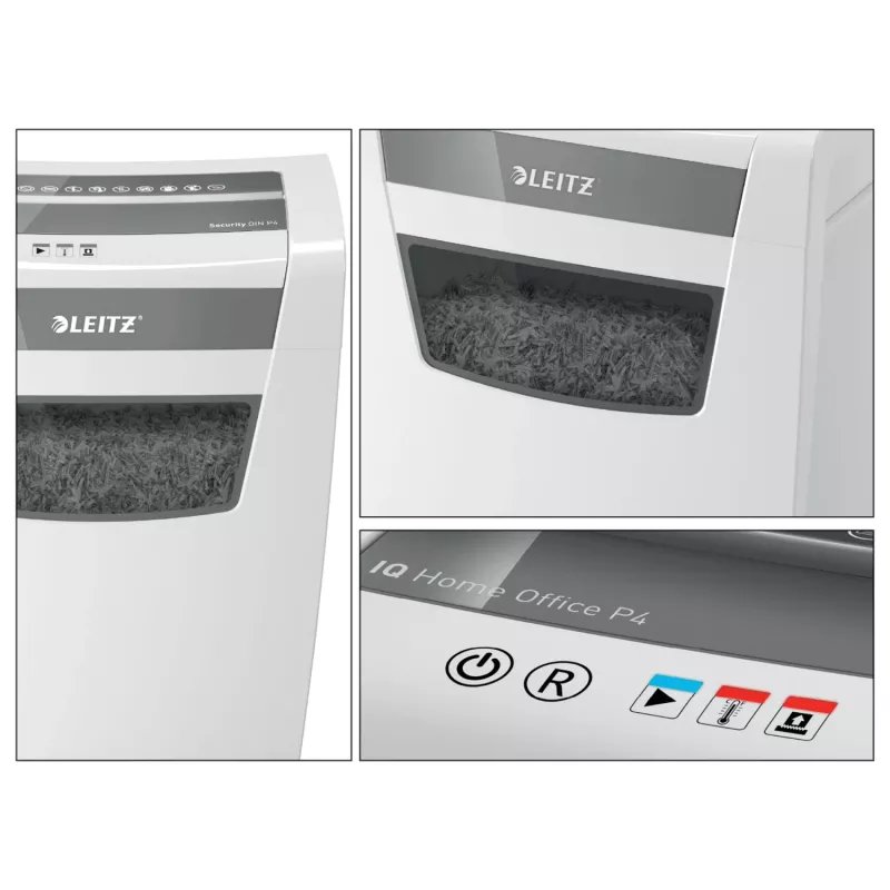 Smulkintuvas Leitz IQ Home Office P4, dalelių pjovimas, 22 cm, 4 x 28 mm, 23 L, 225 lapų, 58 dB