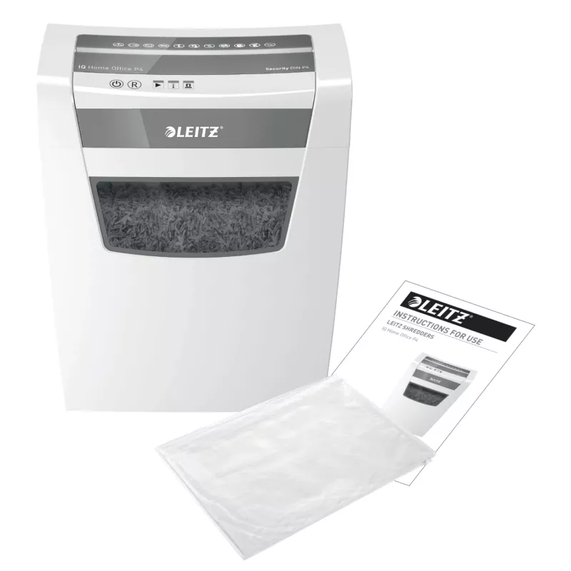 Smulkintuvas Leitz IQ Home Office P4, dalelių pjovimas, 22 cm, 4 x 28 mm, 23 L, 225 lapų, 58 dB