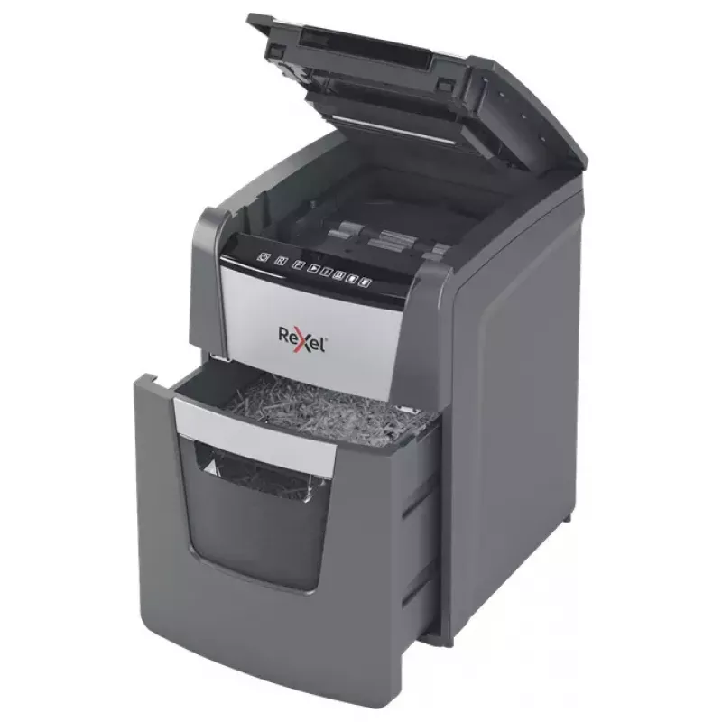 Rexel AutoFeed+ 90X popieriaus smulkintuvas kryžminis pjovimas 55 dB juoda, pilka
