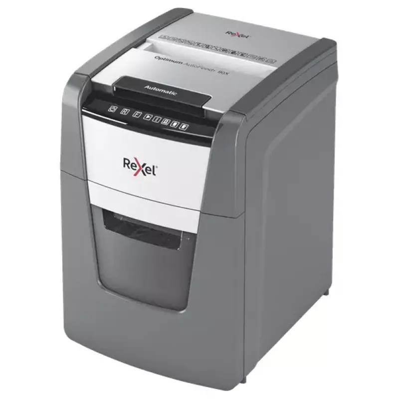 Rexel AutoFeed+ 90X popieriaus smulkintuvas kryžminis pjovimas 55 dB juoda, pilka