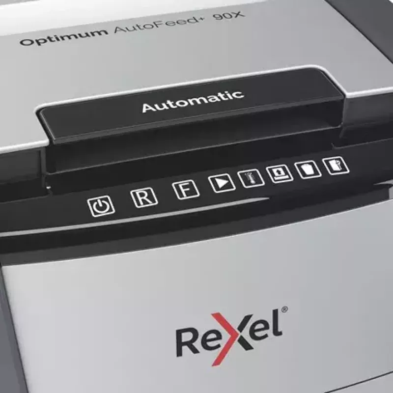 Rexel AutoFeed+ 90X popieriaus smulkintuvas kryžminis pjovimas 55 dB juoda, pilka