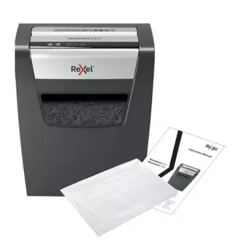 Popieriaus smulkintuvas REXEL Momentum X410 — smulkinimas dalelėmis P-4, 4 x 28 mm, 10 lapų talpa, 23 L krepšelis, apsauga nuo užstrigimo