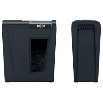 Popieriaus smulkintuvas REXEL Secure S5 – juostinis smulkintuvas, 5 lapų talpa, 6 mm pjūvis, 10 L krepšelis, P-2 saugumas, juodas