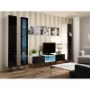 Sieninis vitrininis spintelė Cama Meble VIGO 180 1800×400×300 mm balta/juoda blizgi