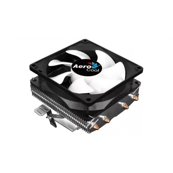 CPU aušintuvas AEROCOOL Air Frost 4 — 4 šilumos vamzdeliai, 90 mm ventiliatorius, TDP 125 W, aliumininiai radiatoriai, juodas