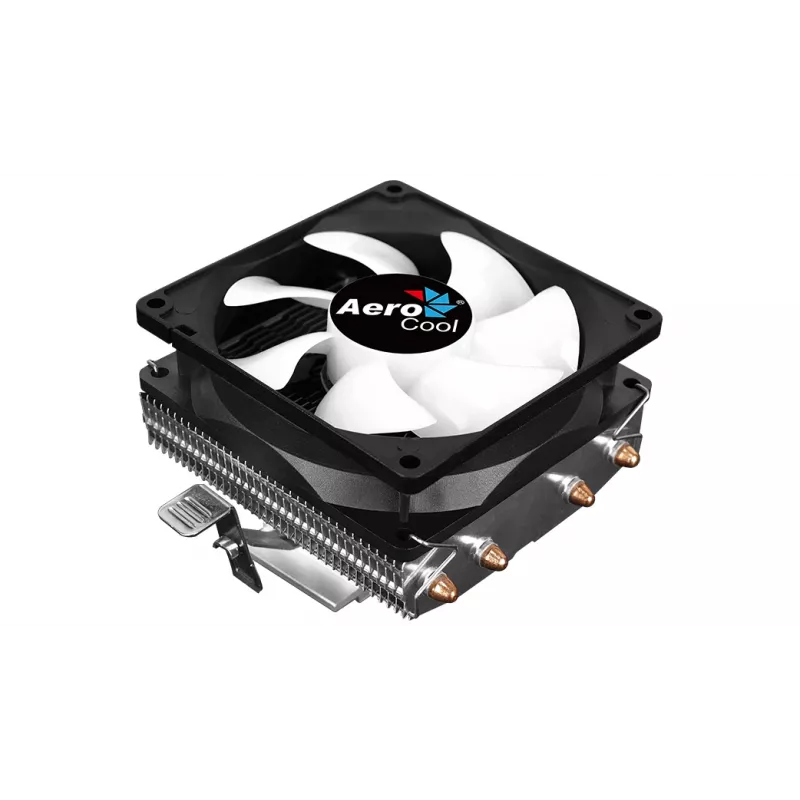 CPU aušintuvas AEROCOOL Air Frost 4 — 4 šilumos vamzdeliai, 90 mm ventiliatorius, TDP 125 W, aliumininiai radiatoriai, juodas