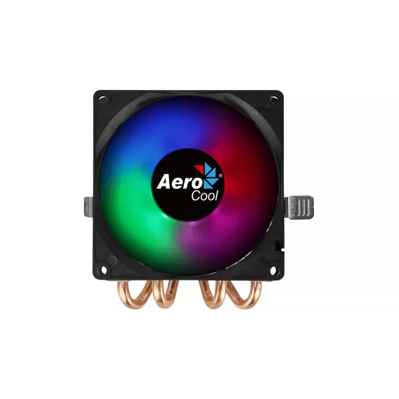 CPU aušintuvas AEROCOOL Air Frost 4 — 4 šilumos vamzdeliai, 90 mm ventiliatorius, TDP 125 W, aliumininiai radiatoriai, juodas