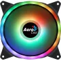Aerocool DUO14 140 mm kompiuterio ventiliatorius su ARGB LED dvigubu žiedu, antivibracinėmis pagalvėlėmis, 6 kontaktų, juodas
