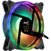 Aerocool DUO14 140 mm kompiuterio ventiliatorius su ARGB LED dvigubu žiedu, antivibracinėmis pagalvėlėmis, 6 kontaktų, juodas