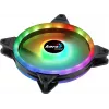 Aerocool DUO14 140 mm kompiuterio ventiliatorius su ARGB LED dvigubu žiedu, antivibracinėmis pagalvėlėmis, 6 kontaktų, juodas