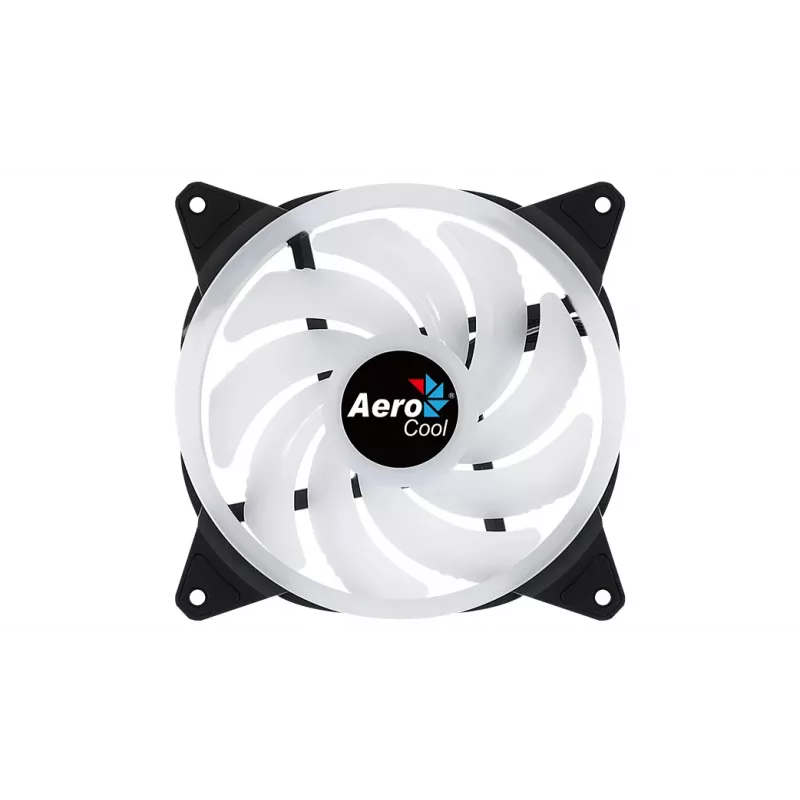 Aerocool DUO14 140 mm kompiuterio ventiliatorius su ARGB LED dvigubu žiedu, antivibracinėmis pagalvėlėmis, 6 kontaktų, juodas