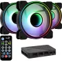 Aerocool MIRAGE12PRO rinkinys 3x ventiliatorius 12cm ARGB 6 kontaktų Hub tylus juodas