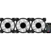 Aerocool MIRAGE12PRO rinkinys 3x ventiliatorius 12cm ARGB 6 kontaktų Hub tylus juodas