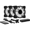 Aerocool MIRAGE12PRO rinkinys 3x ventiliatorius 12cm ARGB 6 kontaktų Hub tylus juodas