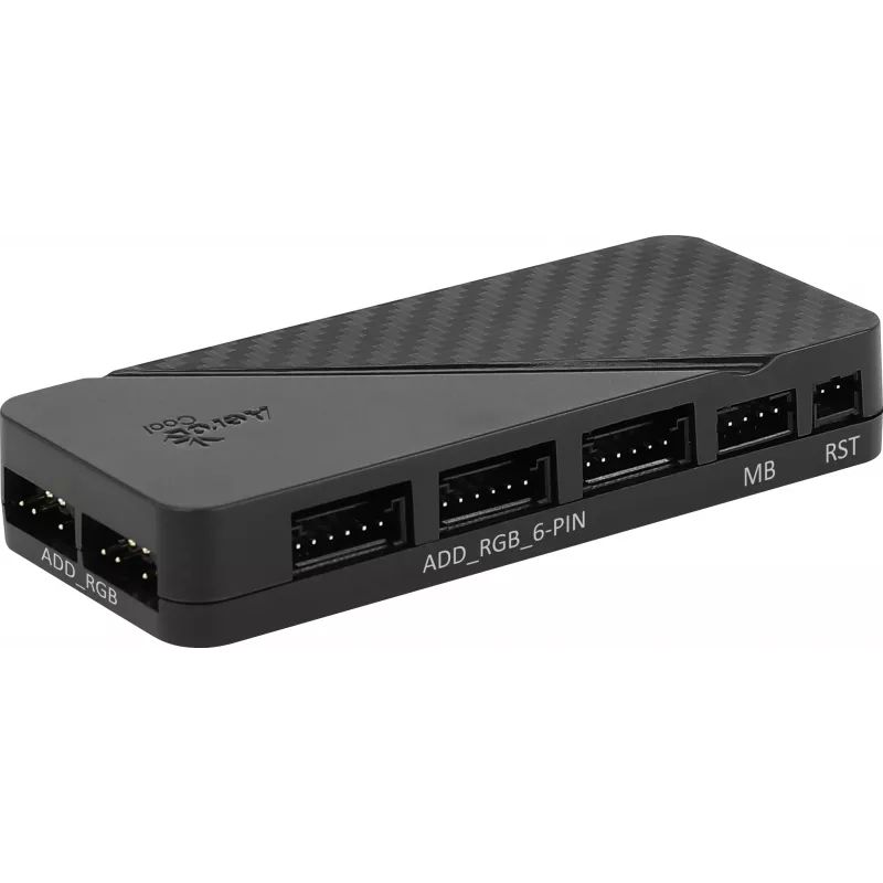 Aerocool MIRAGE12PRO rinkinys 3x ventiliatorius 12cm ARGB 6 kontaktų Hub tylus juodas