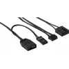 Aerocool DUO12PRO rinkinys 3x ventiliatorius 12 cm ARGB LED Dvigubas žiedas Antivibraciniai 6 kontaktai Juoda