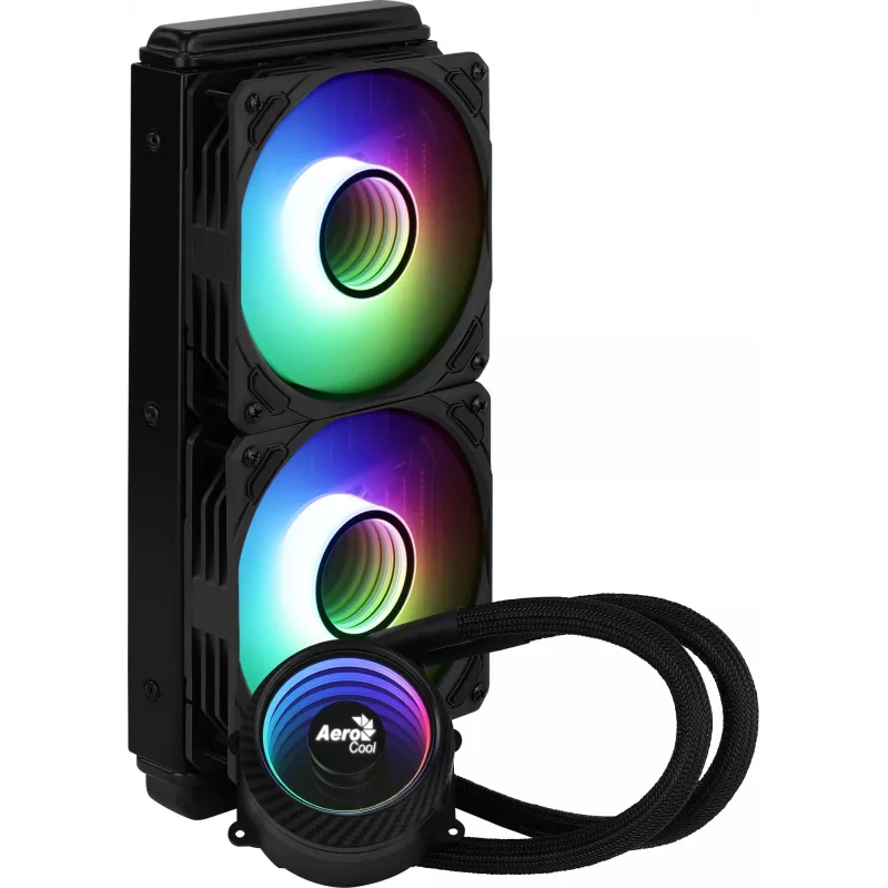 Aerocool MIRAGEL240 skystas CPU aušintuvas, 2x 12cm ARGB ventiliatoriai, TDP 400W, juodas