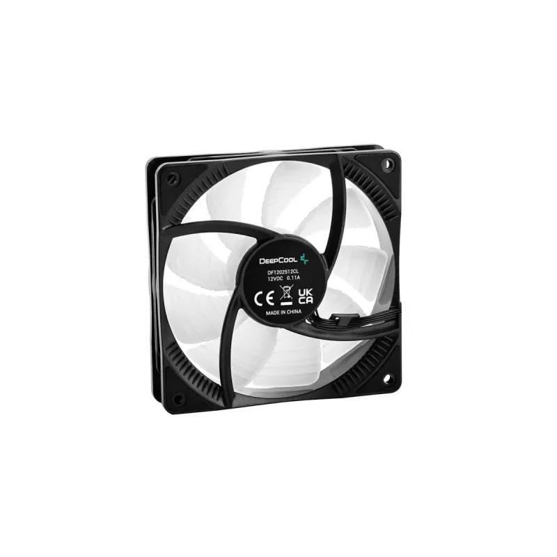 120 mm korpuso ventiliatorius DeepCool RF120 — Baltas/Juodas, 120×25 mm, 4-pin PWM, RGB LED, hidrodinaminis guolis