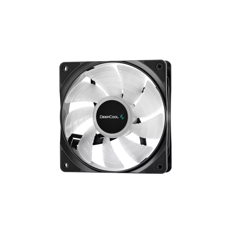 120 mm korpuso ventiliatorius DeepCool RF120 — Baltas/Juodas, 120×25 mm, 4-pin PWM, RGB LED, hidrodinaminis guolis