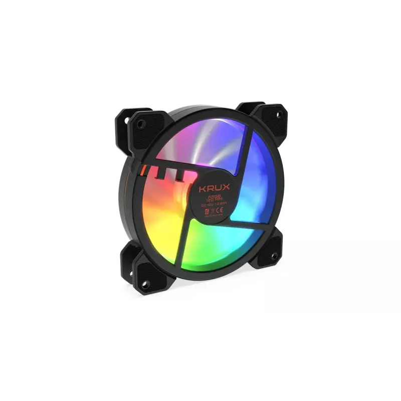Korpuso ventiliatorius KRUX KRX0067 LUNAR 120 120mm ARGB, 1200 RPM, hidraulinis guolis, 12 V, 5 V LED, 3 kontaktų jungtis, antivibraciniai elementai