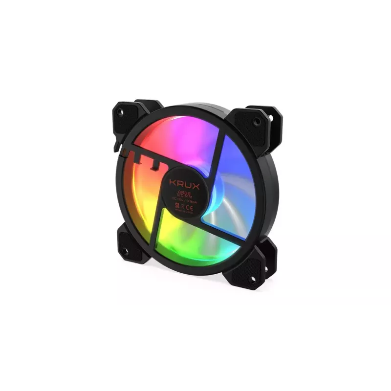 Korpuso ventiliatorius KRUX KRX0067 LUNAR 120 120mm ARGB, 1200 RPM, hidraulinis guolis, 12 V, 5 V LED, 3 kontaktų jungtis, antivibraciniai elementai