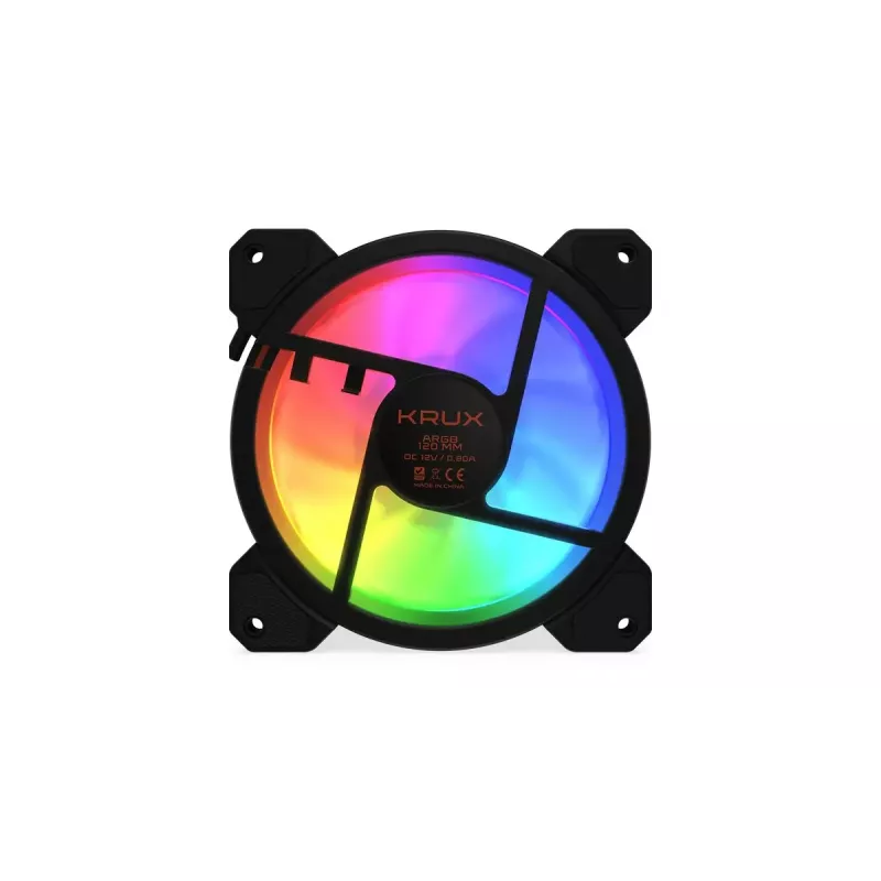 Korpuso ventiliatorius KRUX KRX0067 LUNAR 120 120mm ARGB, 1200 RPM, hidraulinis guolis, 12 V, 5 V LED, 3 kontaktų jungtis, antivibraciniai elementai