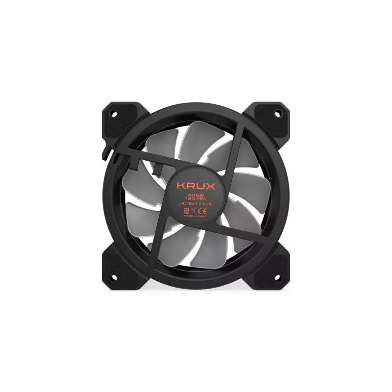 Korpuso ventiliatorius KRUX KRX0067 LUNAR 120 120mm ARGB, 1200 RPM, hidraulinis guolis, 12 V, 5 V LED, 3 kontaktų jungtis, antivibraciniai elementai