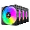 Mars Gaming MFSI4KIT aušinimo komplektas 4x120mm ARGB Infinity Mirror ventiliatoriai su valdikliu ir nuotolinio valdymo pultu