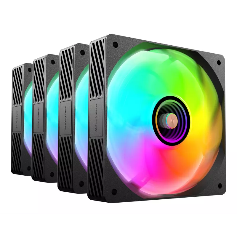 Mars Gaming MFSI4KIT aušinimo komplektas 4x120mm ARGB Infinity Mirror ventiliatoriai su valdikliu ir nuotolinio valdymo pultu