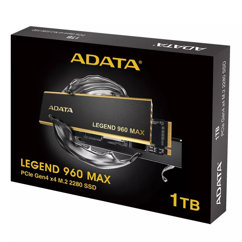 Vidinis M.2 2280 NVMe SSD ADATA LEGEND 960 MAX 1 TB PCIe 4.0, Skaitymas 7400 MB/s, Rašymas 6000 MB/s, 3D NAND