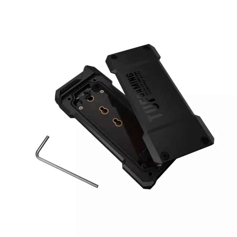 SSD korpusas ASUS ESD-T1A/BLK/G/AS — M.2 (SATA/PCIe) vieno lizdo, USB-C 3.2 Gen2, 10 Gbit/s, juodas, su raktų užraktu