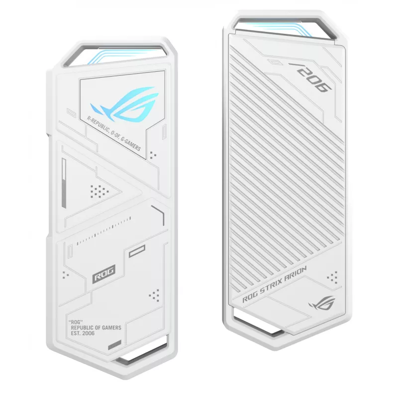 SSD dėklas ASUS ROG Strix Arion White Edition — M.2 PCIe, USB Type-C 10 Gbit/s, vieno disko