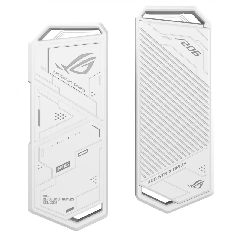 SSD dėklas ASUS ROG Strix Arion White Edition — M.2 PCIe, USB Type-C 10 Gbit/s, vieno disko