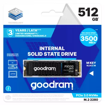 Goodram PX500 GEN.3 SSDPR-PX500-512-80-G3 vidinis kietojo kūno diskas 512 GB M.2 PCI Express 3.0 NVMe 3D NAND