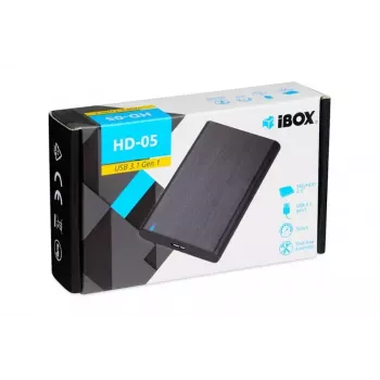 Išorinis dėklas HDD/SSD IBOX HD-05 Black – 2,5 colio SATA III, USB 3.2 Gen 1 (5 Gbit/s), Micro-USB B, UASP, iki 10 TB